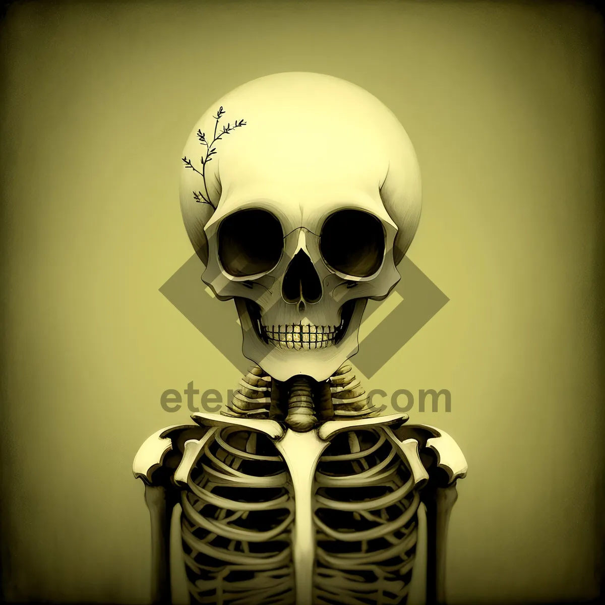 Picture of Masked Skeleton Stares with Eerie Eyes