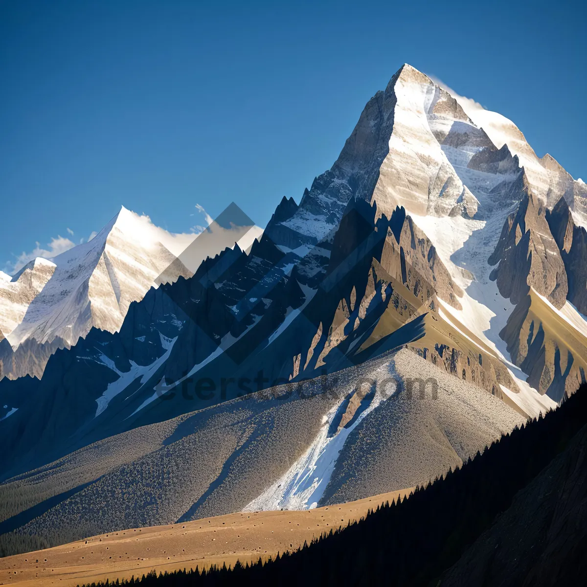 Picture of Majestic Winter Wonderland: Snow-Capped Peak in Glacial Landscape