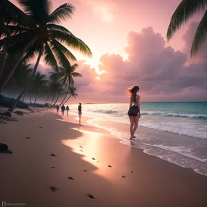Serene Paradise: Tranquil Seaside with Palm Trees