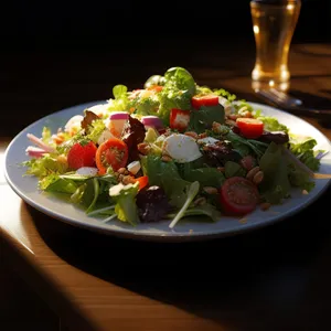 Healthy Vegetable Salad with Cheese and Tomatoes