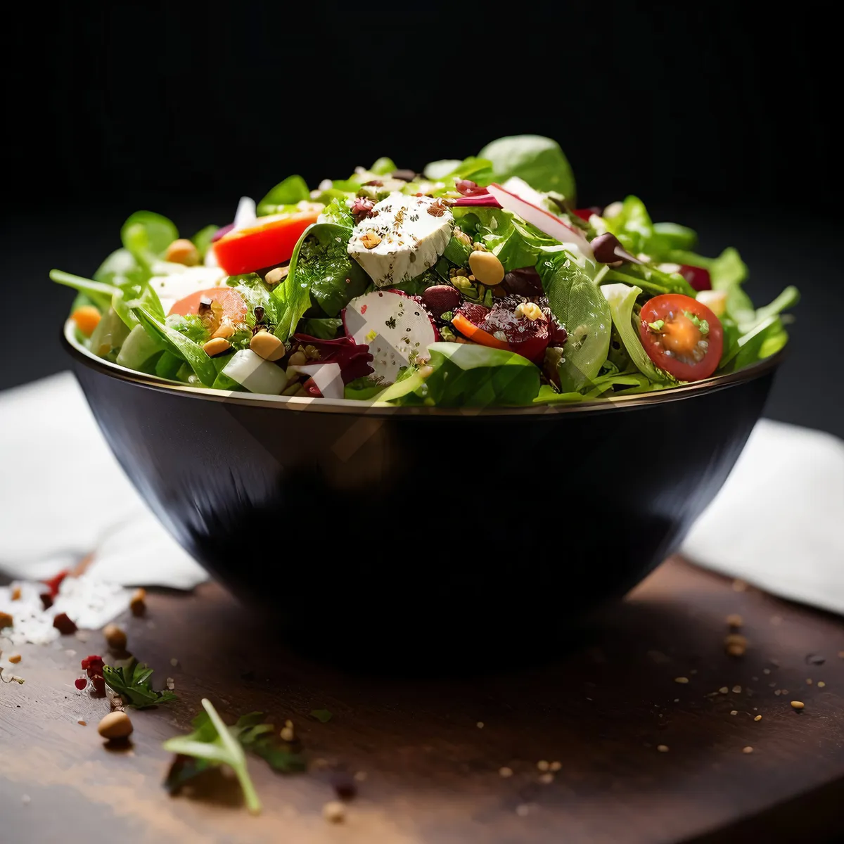 Picture of Healthy Vegetables Salad Bowl with Fresh Tomatoes and Lettuce