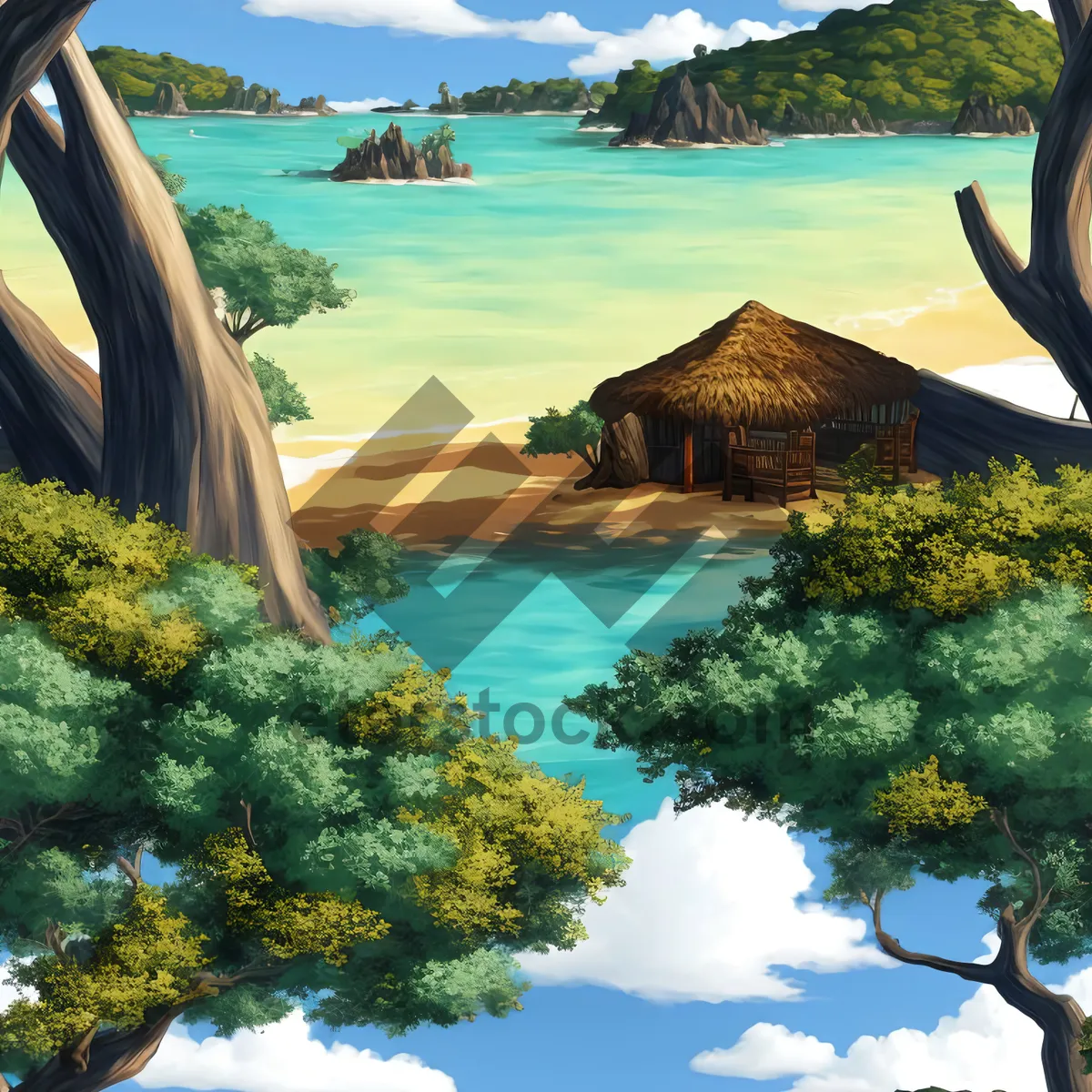 Picture of Serene Tropical Beachscape with Azure Waters