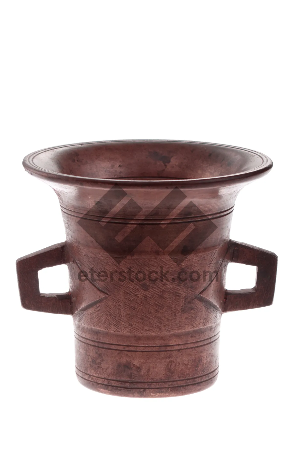 Picture of Empty ceramic mortar and cup for tea drink.