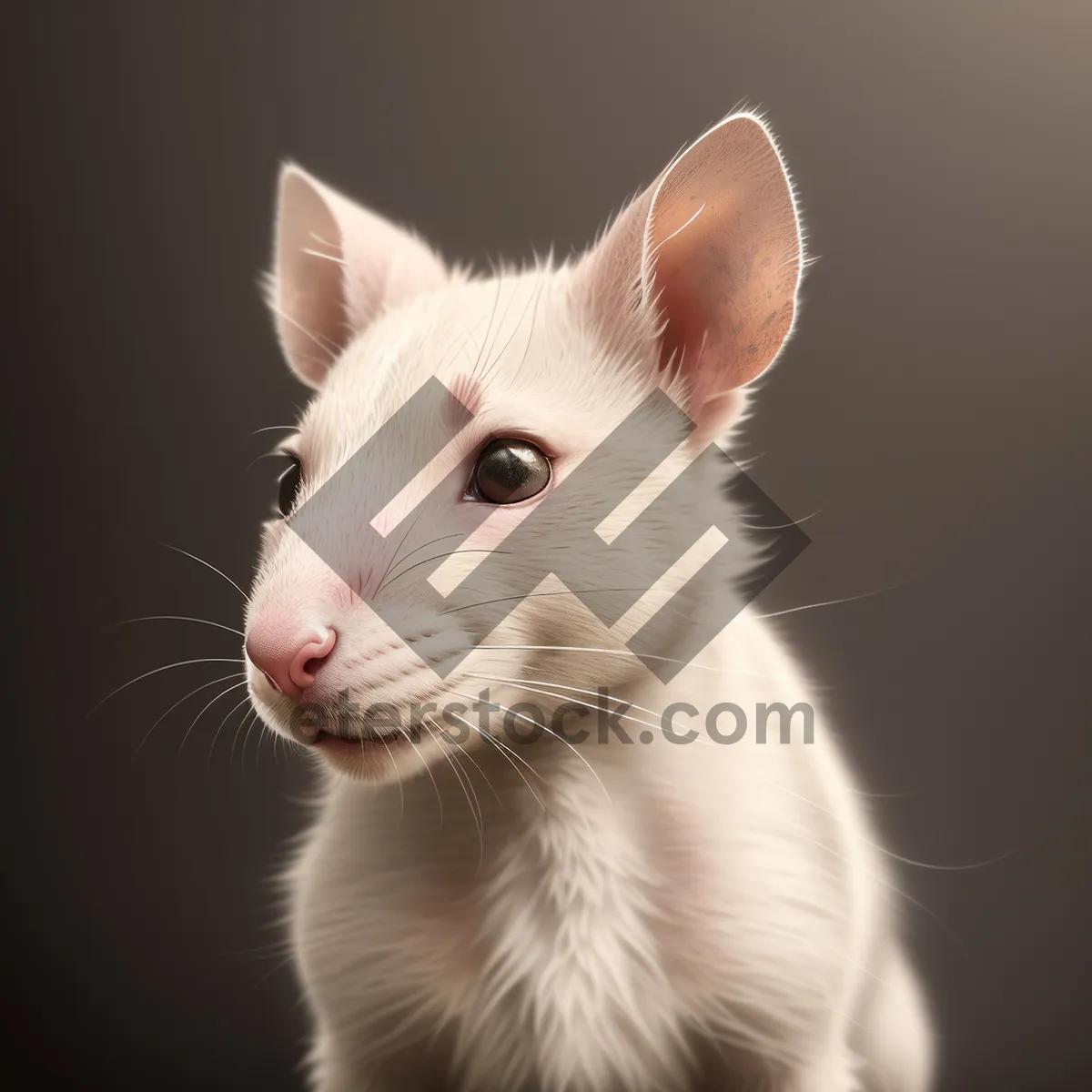 Picture of Fluffy White Kitty with Whiskers and Cute Ears