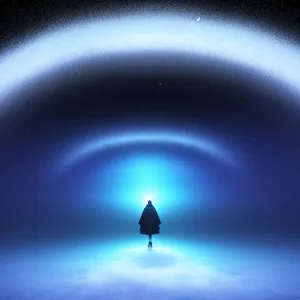 Dark Moonlit Space Fantasy Scene with Bright Glow