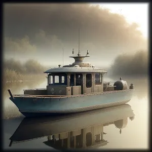 Harbor transport vessel navigating serene ocean