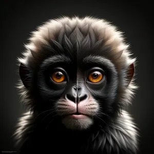 Furry Primate Baby with Cute Face