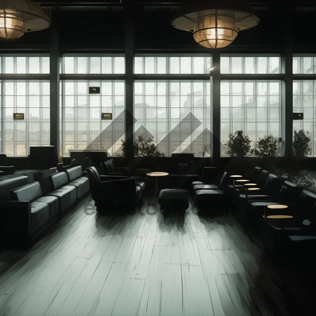 Picture of Modern Classroom with Stylish Furniture and Wood Décor