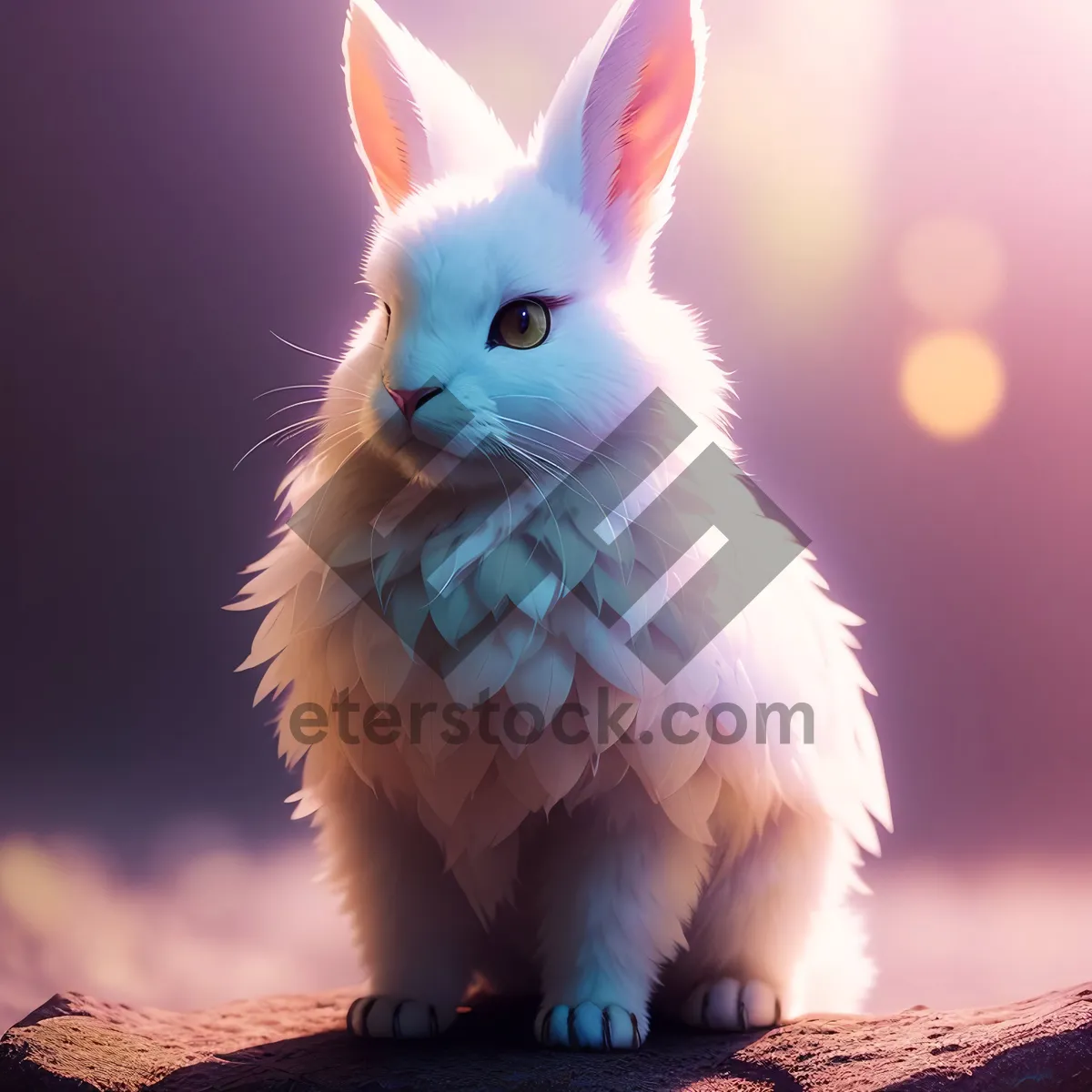 Picture of Fluffy Bunny Sitting in Studio - Adorable Easter Pet