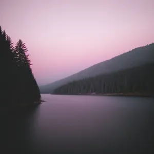 Serene Sunset Over Lake: Majestic Reflections on Shore