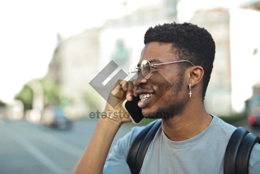 Picture of Smiling professional businessman using cellphone for business communication