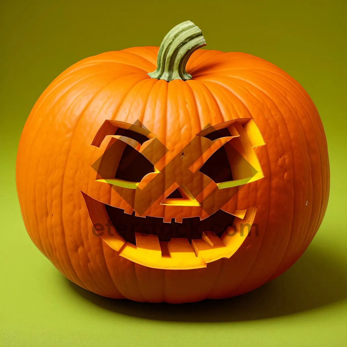 Picture of Jack-o'-lantern pumpkin lantern for Halloween decoration.