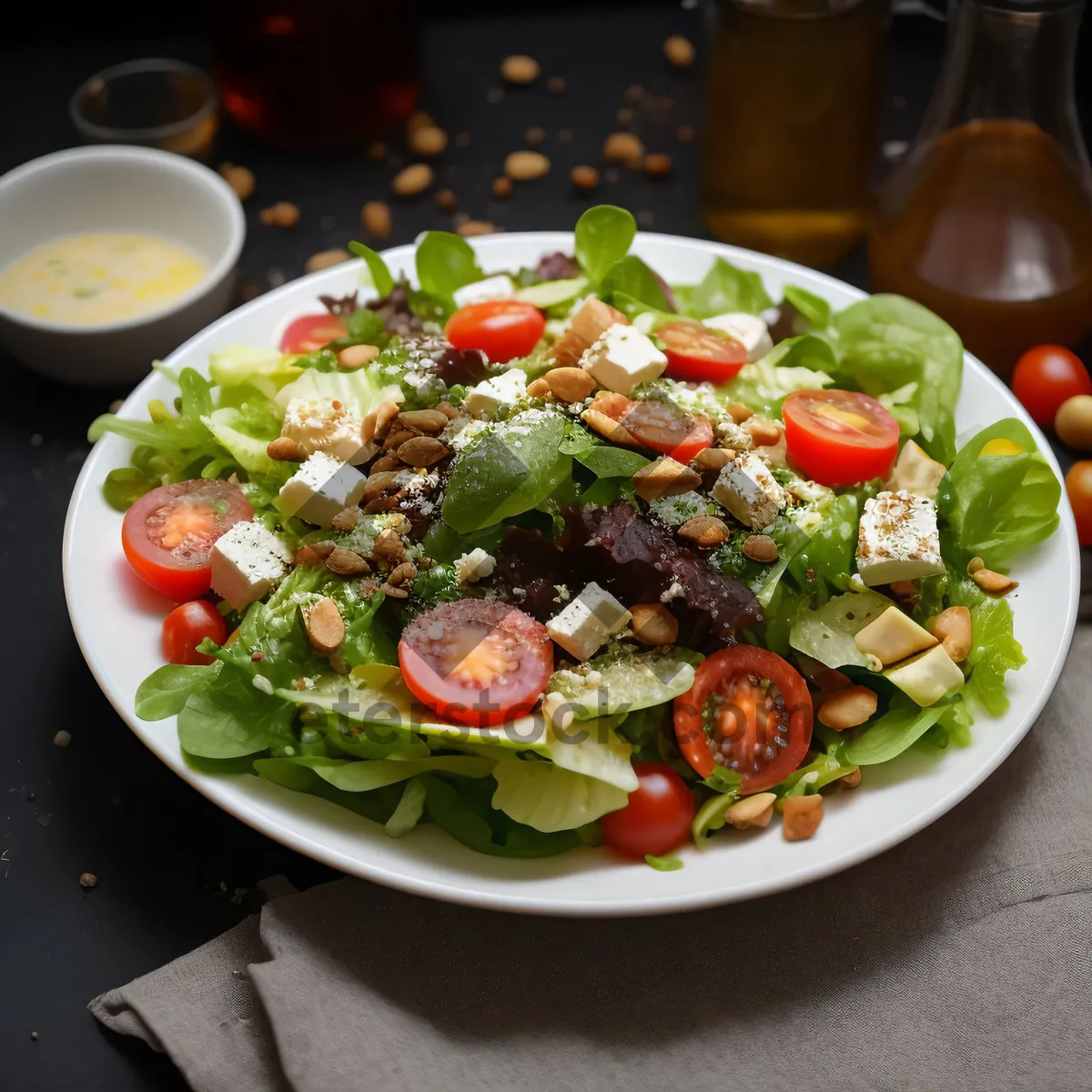 Picture of Delicious Gourmet Salad with Fresh Vegetables and Cheese