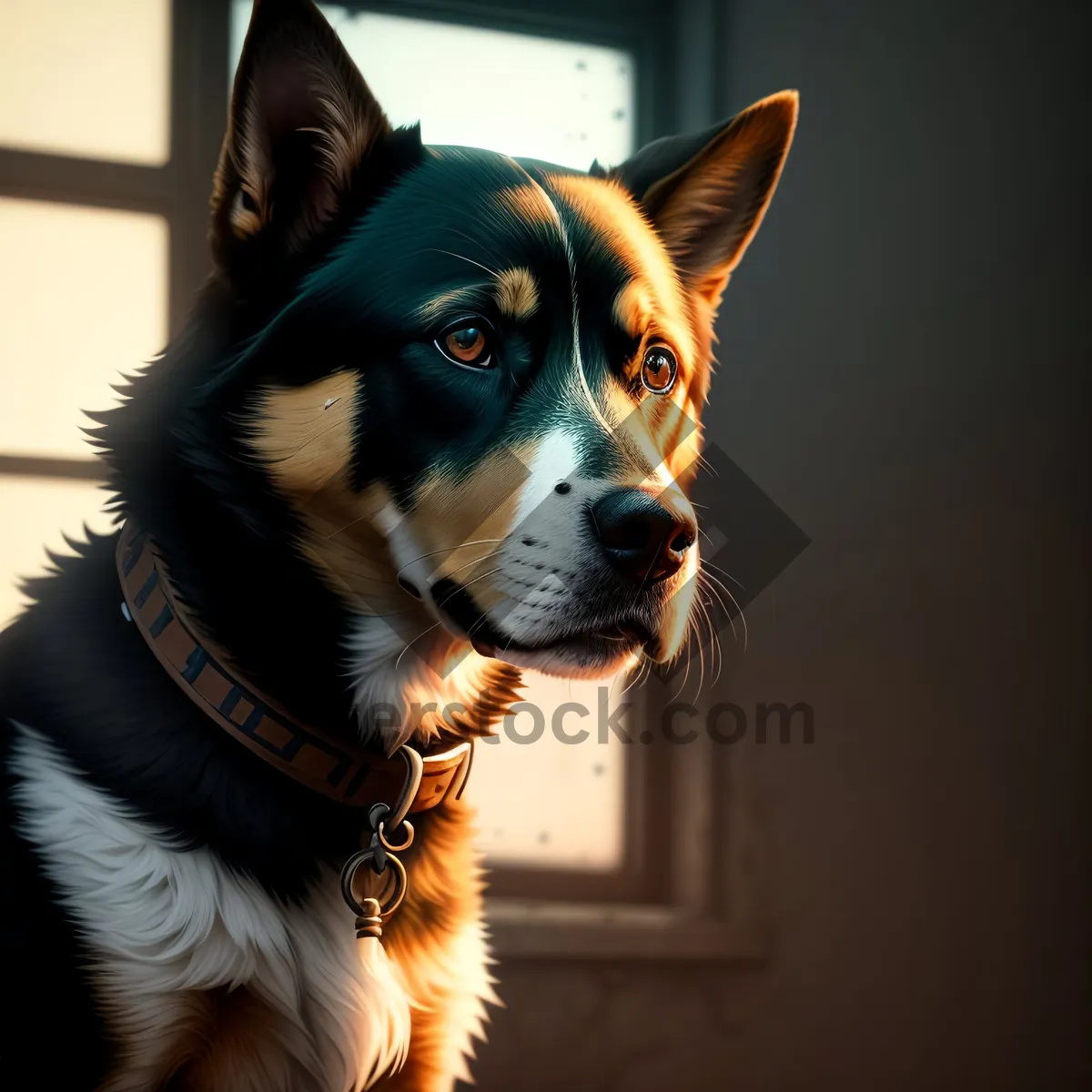 Picture of Adorable Brown Border Collie Puppy Portrait