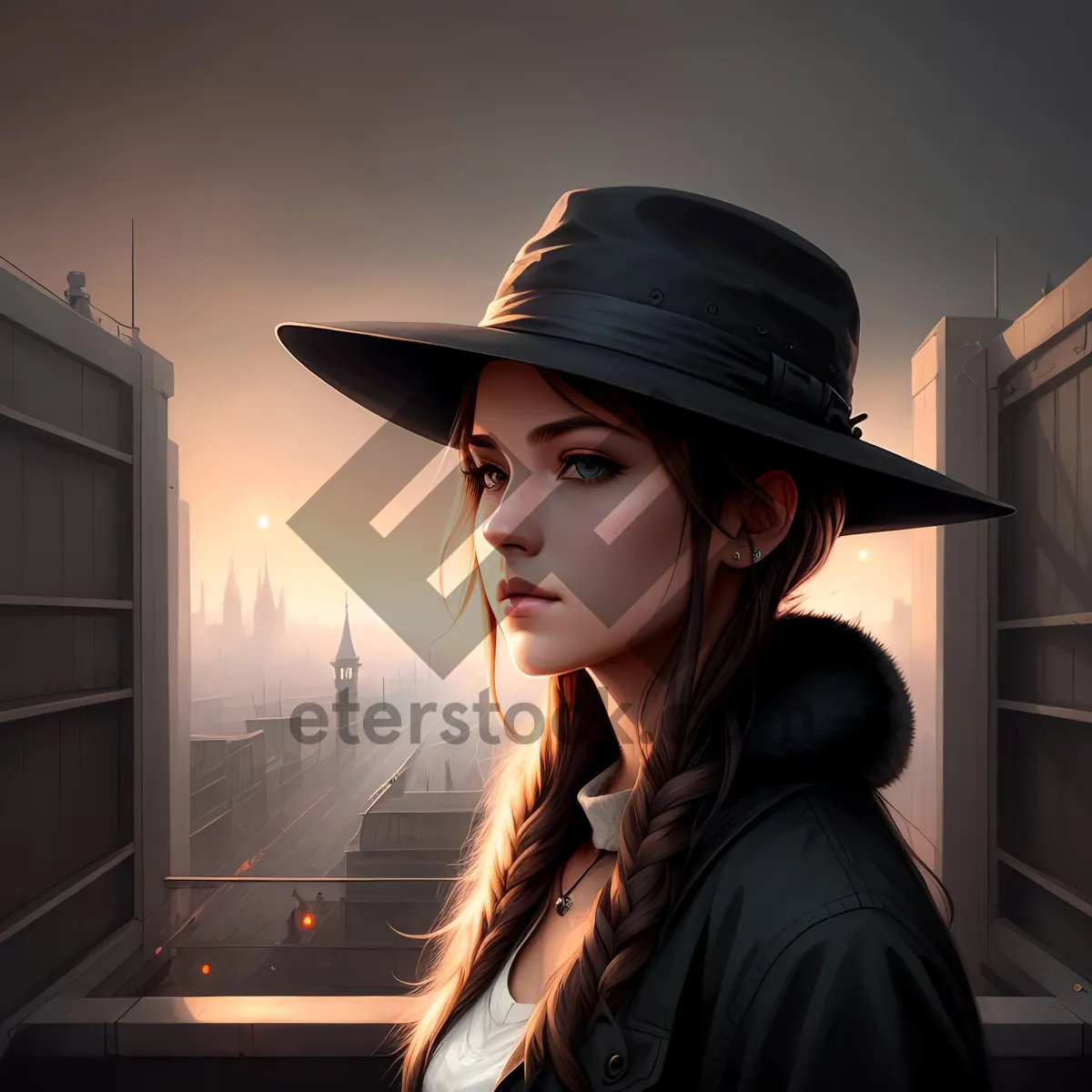 Picture of Stylish Smiling Cowboy Hat Fashion Portrait