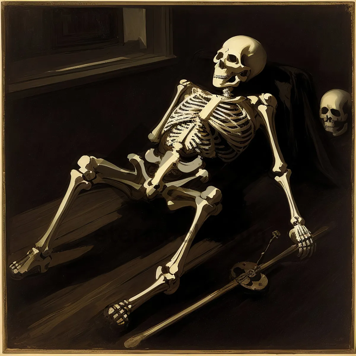 Picture of Dark Melodies: Trombone wielding skeleton with sword and skull