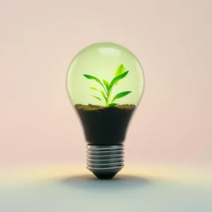 Eco-friendly energy-efficient bulb illuminating plant with leaf