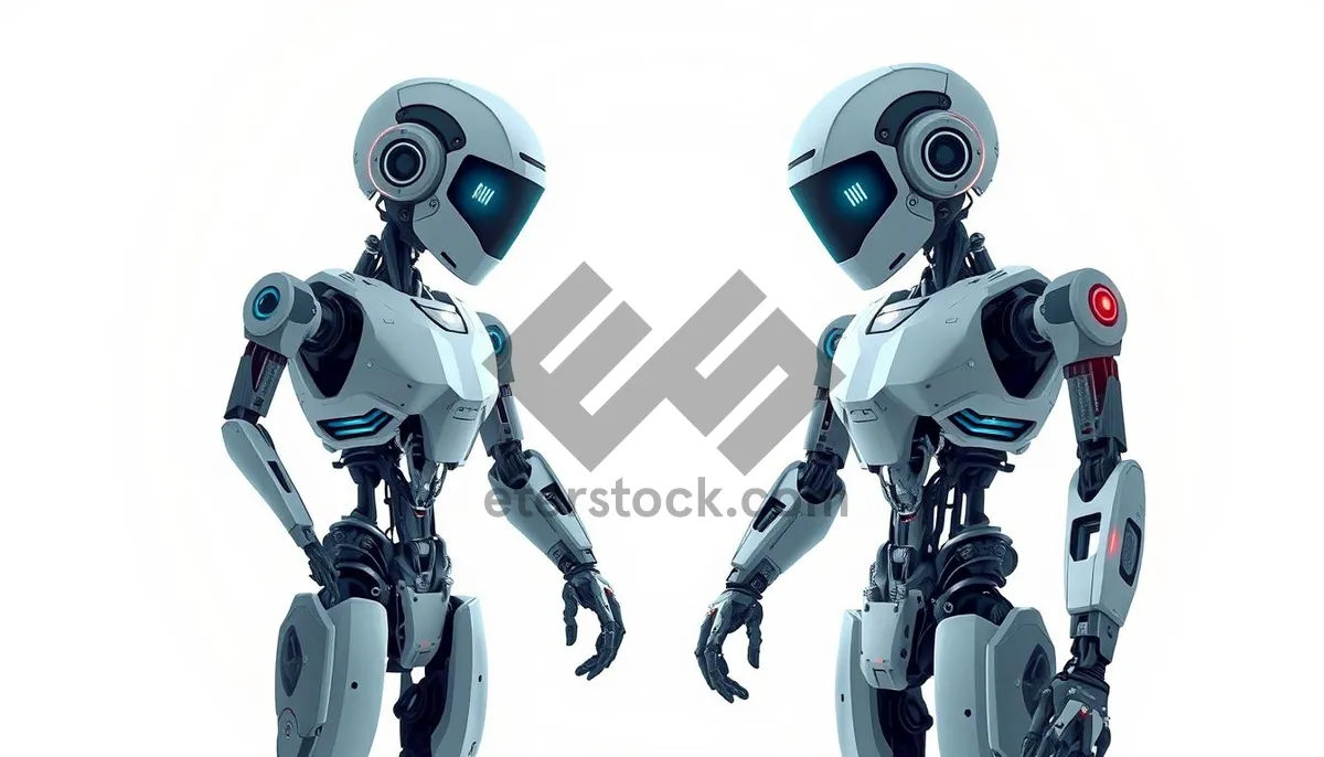 Picture of Futuristic cartoon robot character in chrome chrome.