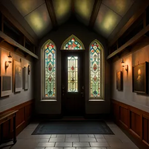 Historic Church Interior with Elegant Archways.