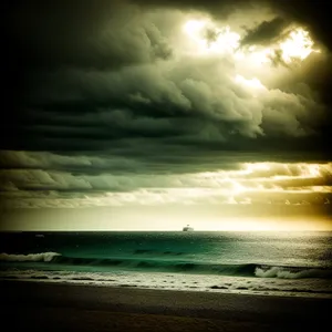 Golden Horizon: Majestic Sunset over Tropical Ocean
