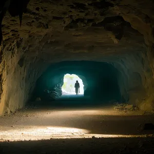 Ancient Stone Passageway in Underground Cave