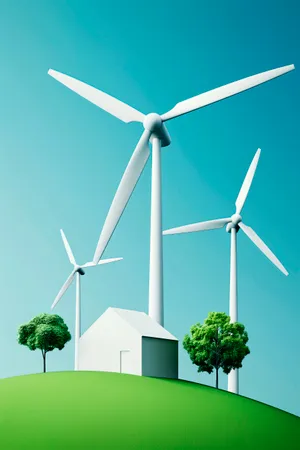 Clean Energy Wind Turbine in Green Field