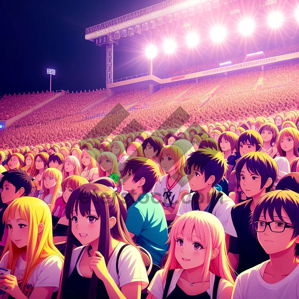 Picture of Vibrant Crowd Cheering at Stadium Event