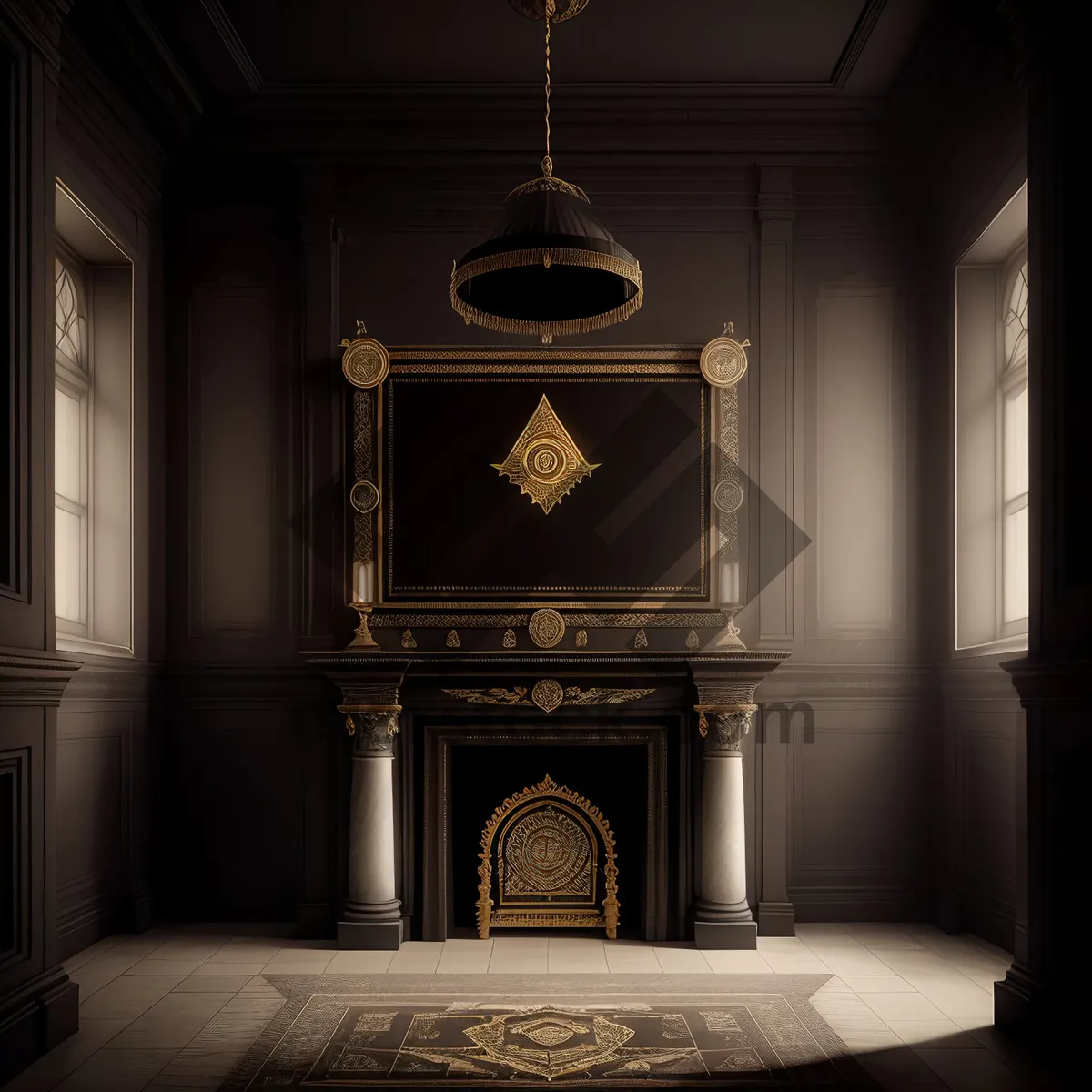 Picture of Grandeur in Wood: Luxurious Throne Room Interior