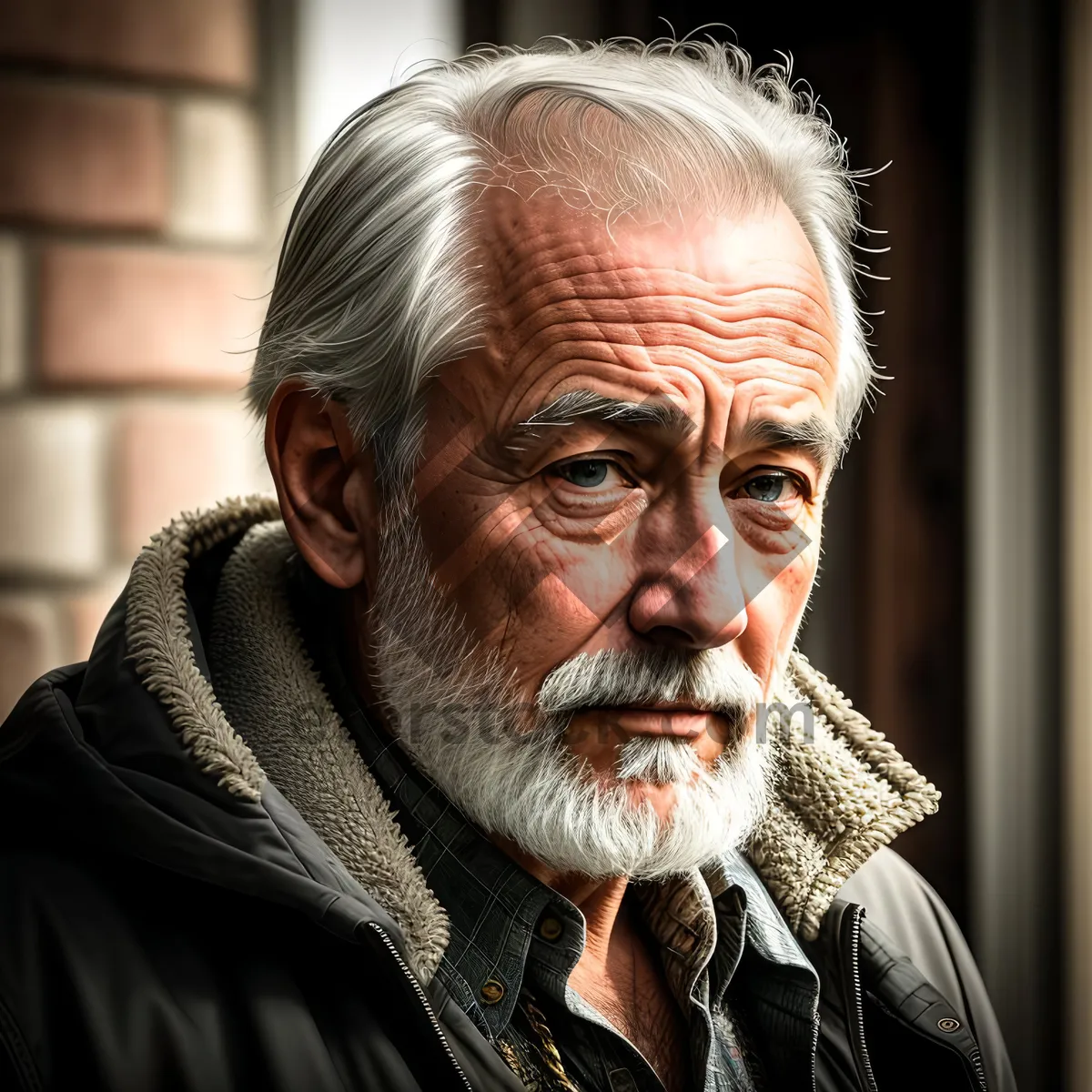 Picture of Happy Senior Man with Wise Eyes and Glasses