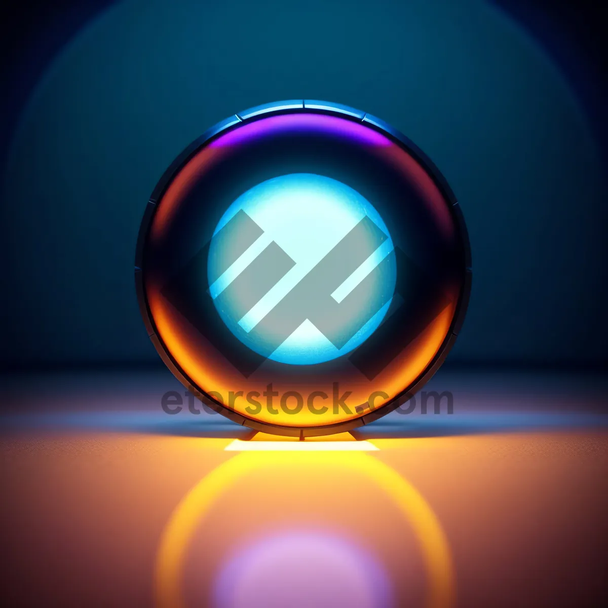 Picture of Shiny Black Glass Button Icon with Laser Light