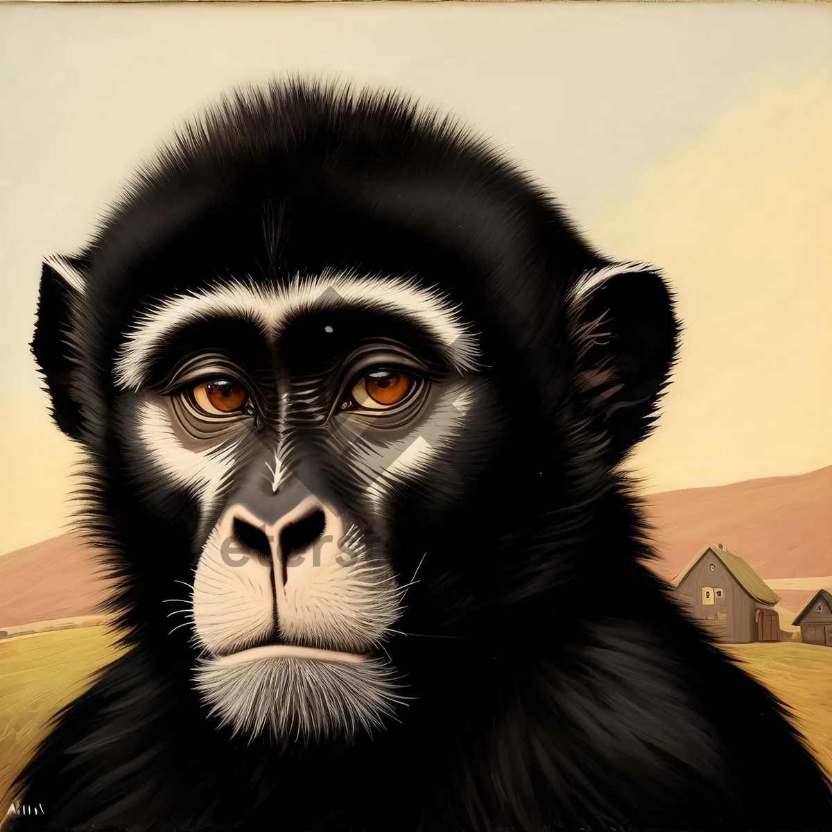 Picture of Gibbon in the Wild: Black-Faced Primate