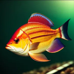 Tropical Orange Goldfish Swimming in Aquatic Tank