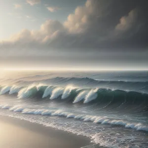Sandy Shore Serenity: The Majestic Sunset Over Ocean Horizon