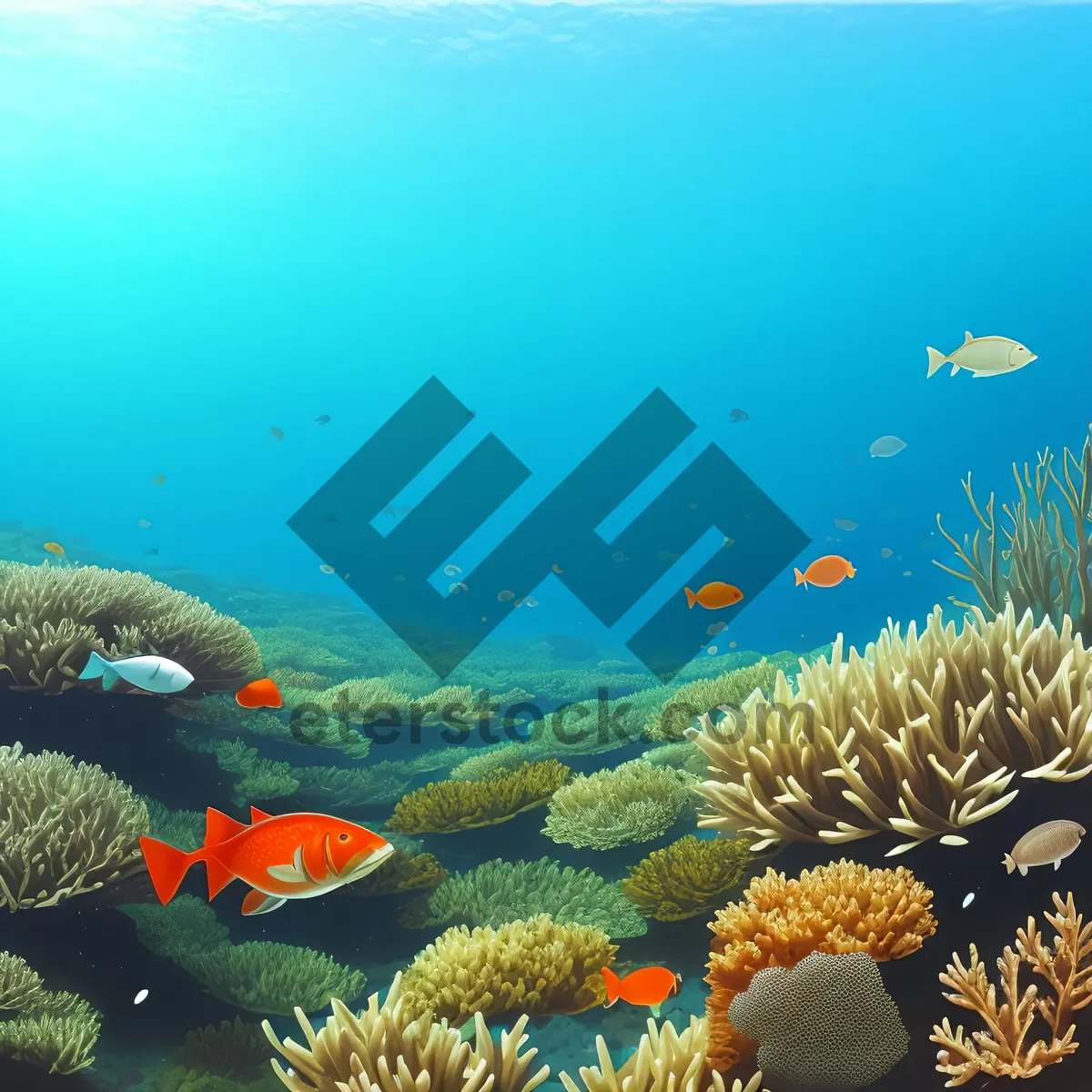 Picture of Colorful Underwater Coral Reef Life in Tropical Waters