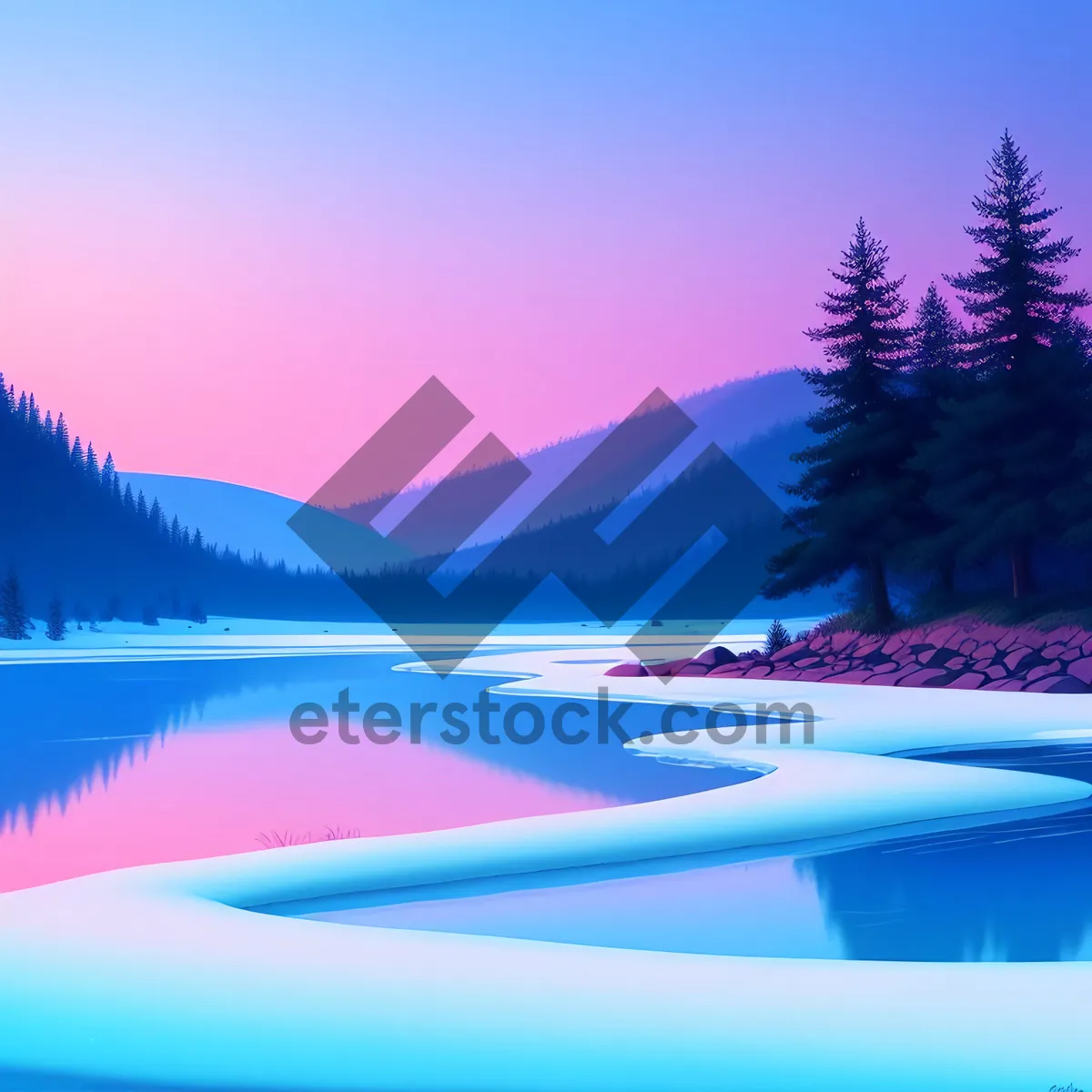 Picture of Serene Sunset above Pristine Lake