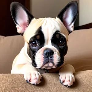 Adorable Bulldog Puppy with Wrinkles and Collar