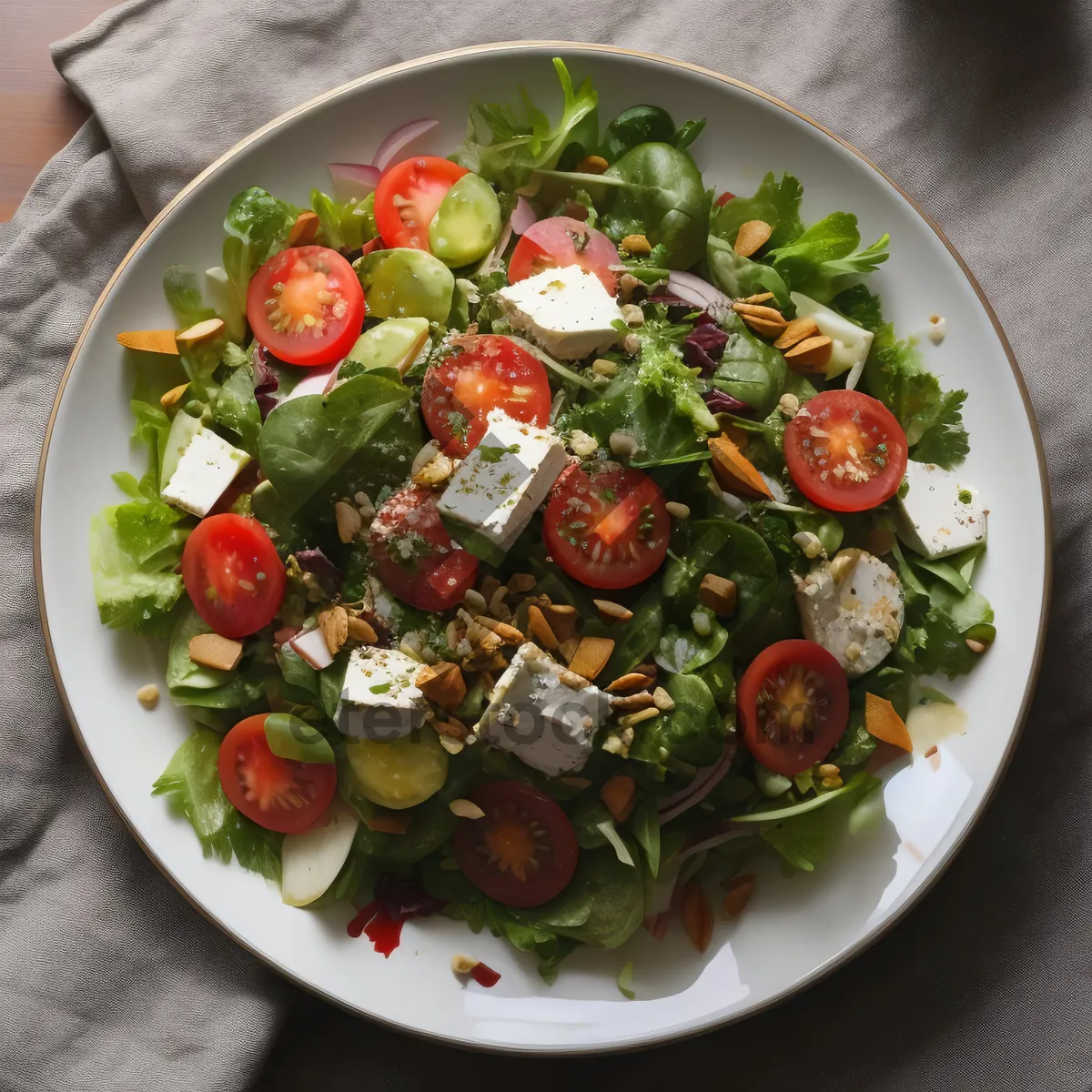 Picture of Delicious Gourmet Vegetable Salad with Tasty Cheese