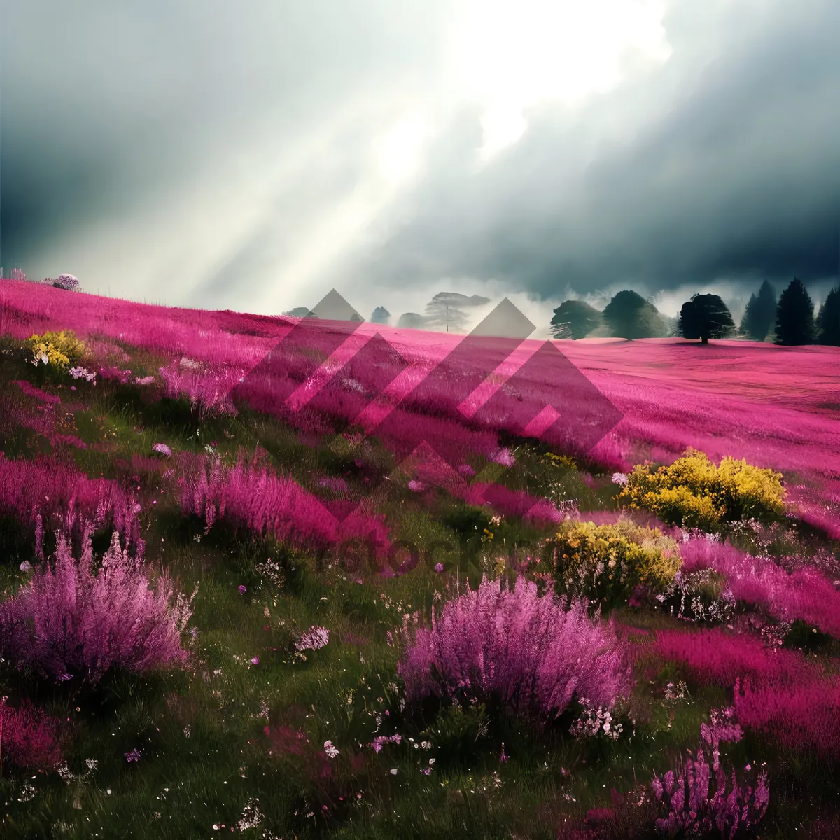 Picture of Colorful Spring Blossoms in Meadow Garden