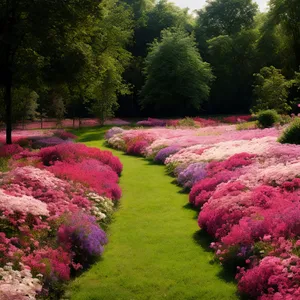 Vibrant Blooms in Lush Garden Oasis