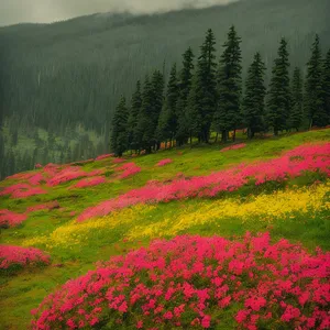 Blooming Colors: A Summer Meadow with Phlox and Rhododendron