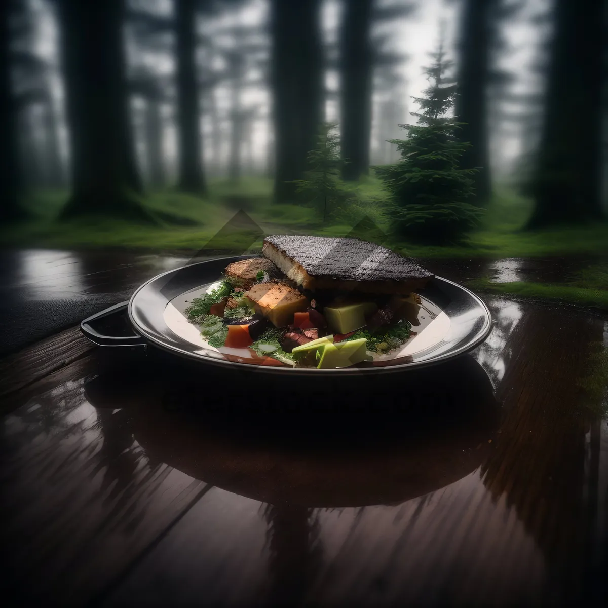 Picture of Delicious healthy soup in a hot pan