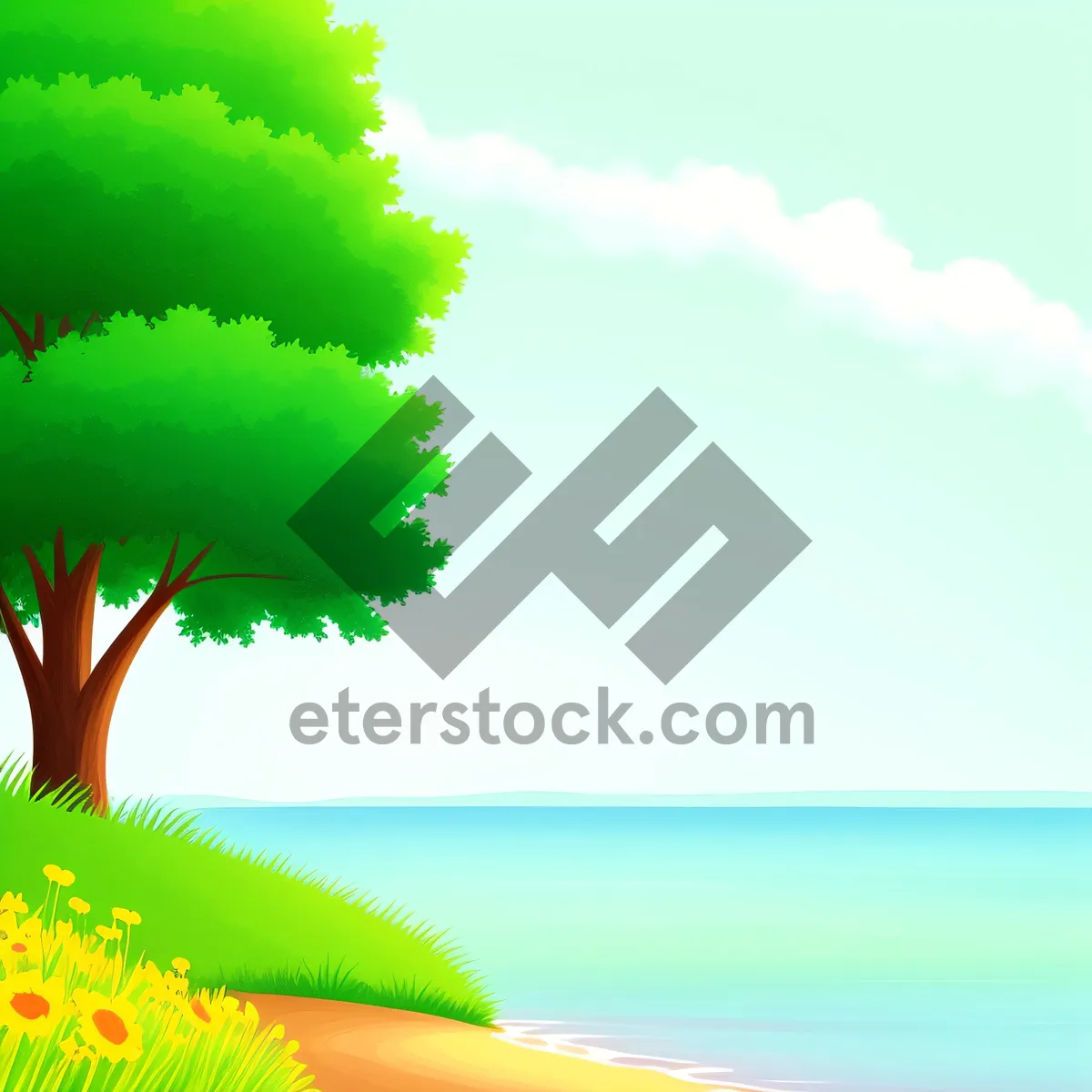 Picture of Vibrant Summer Sky Landscape with Curving Waves