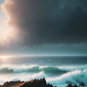 Coastal Sunrise Reflection on Waves
