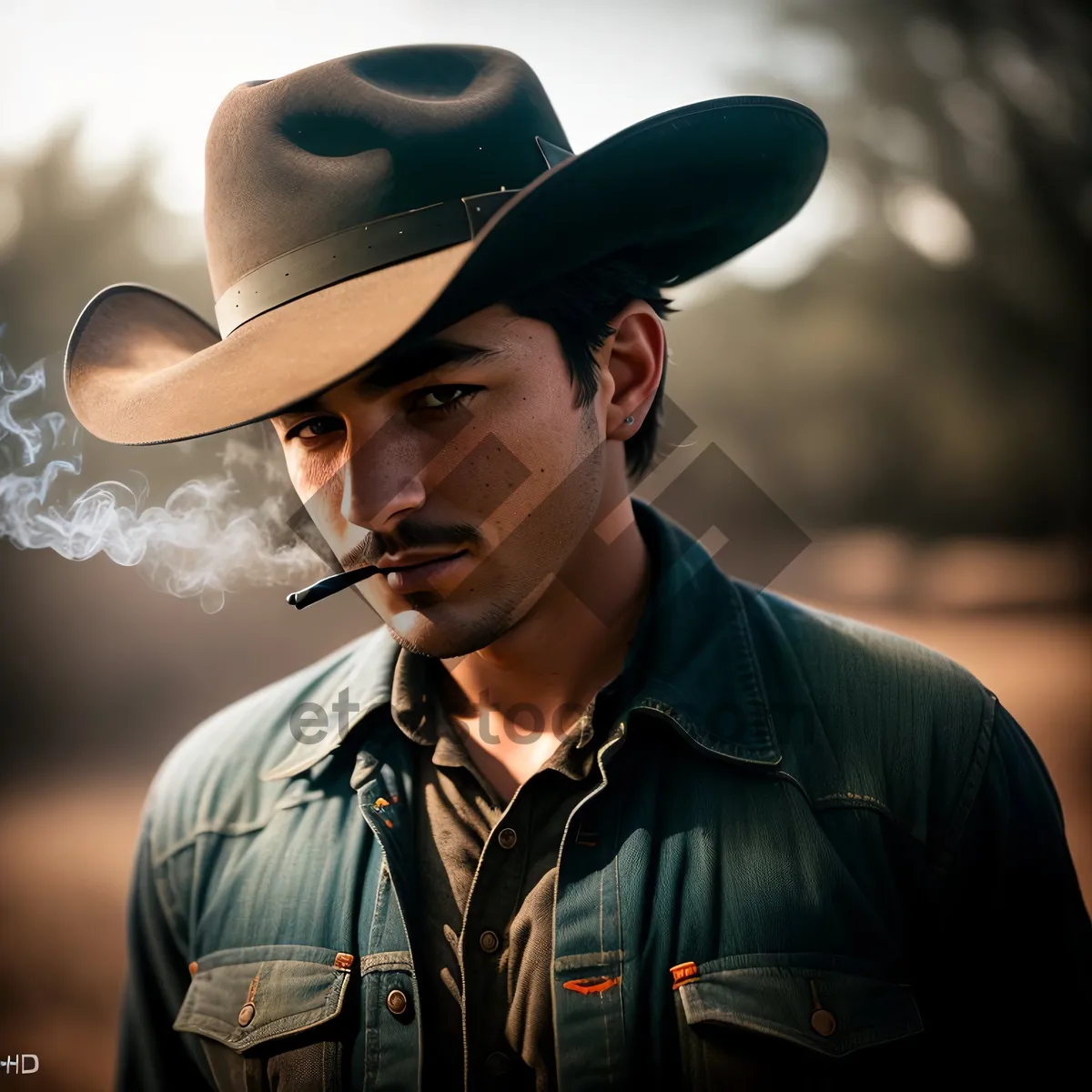 Picture of Smiling Cowboy Man with Western Hat