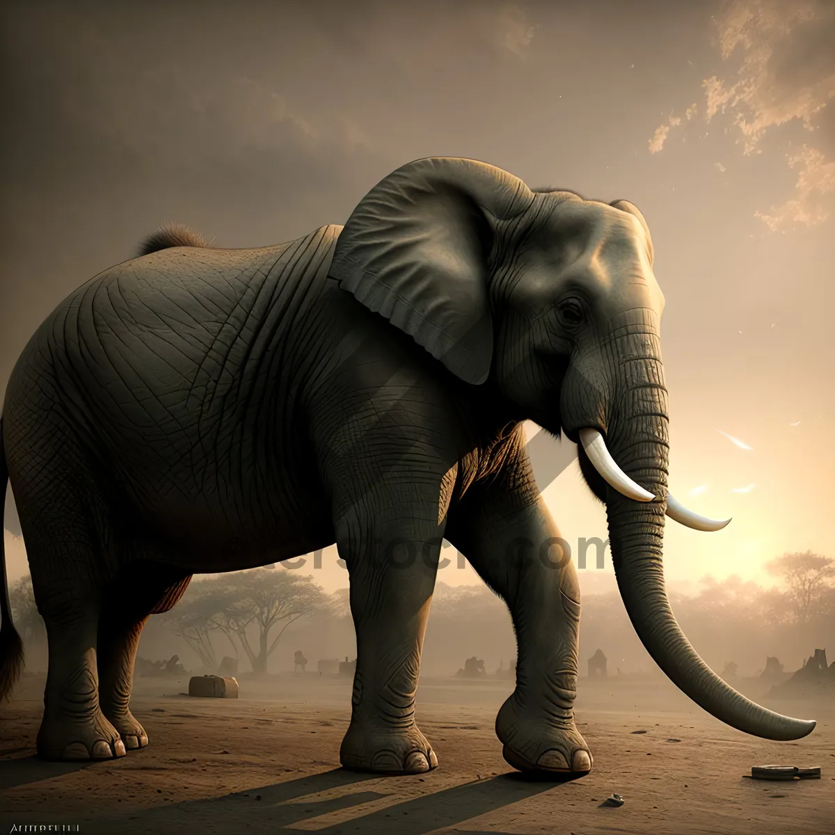 Picture of Majestic tusker roaming in the wild.