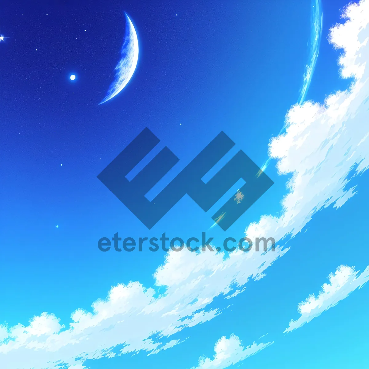 Picture of Moonlit Winter Sky: Bright Snowflake Celebration