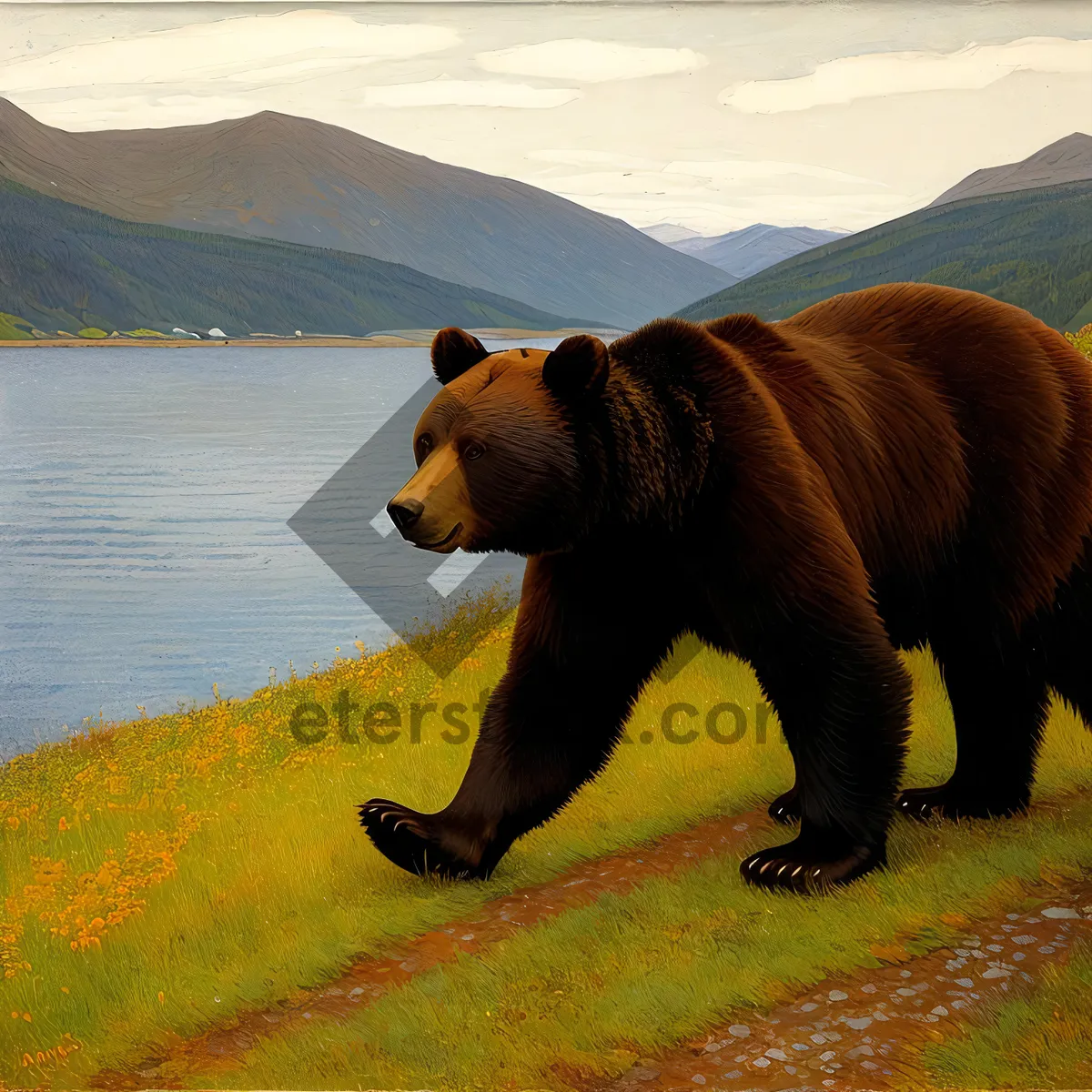 Picture of Majestic Brown Bear in a Wildlife Habitat