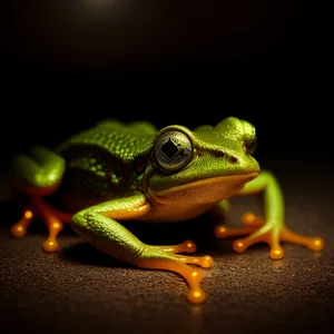 Colorful Eyed Tree Frog Camouflaged on Leaf