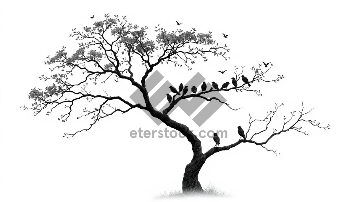 Picture of Silhouetted oak tree in dark forest