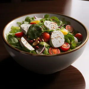 Healthy Vegetable Salad with Fresh Cherry Tomatoes.